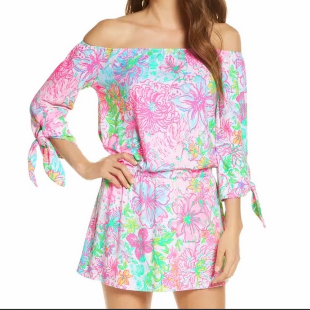 Lilly Pulitzer Lana off the shoulder skort romper size large